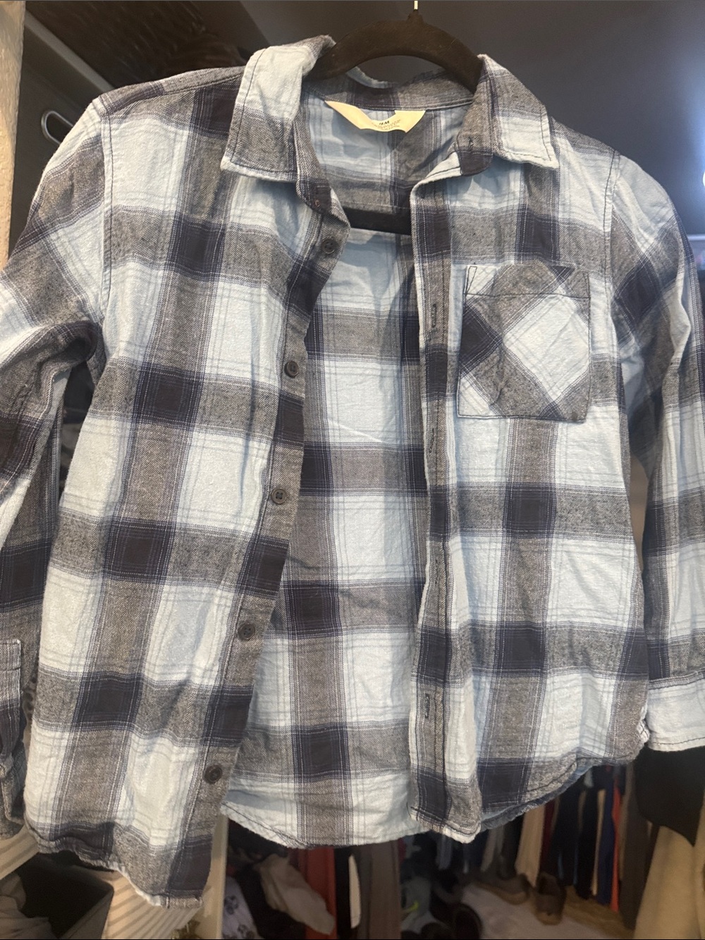 H&M Blue Plaid Shirt with Navy Accents
